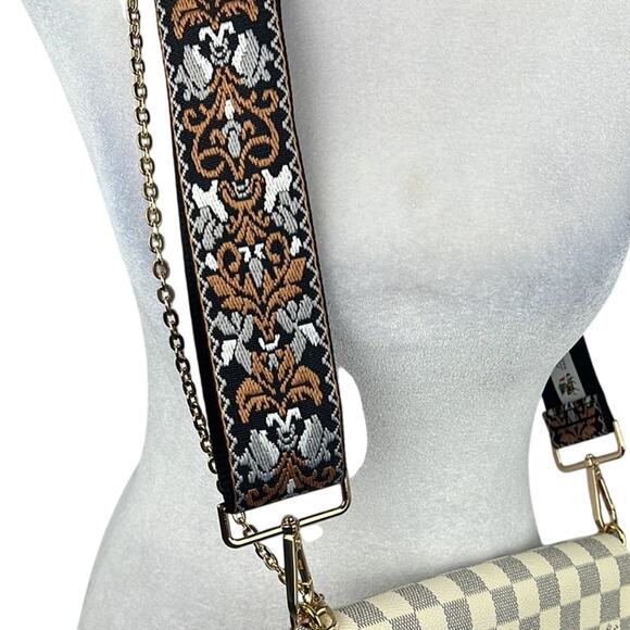 Alba Embroidered Bag Strap Gold Hardware Parisian Inspired Boho 2” Wide | NWT - Picture 1 of 6